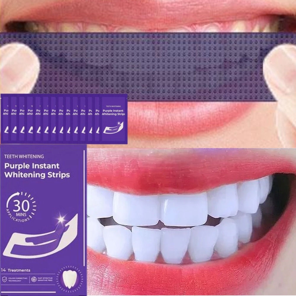 42Pairs V34 Purple Teeth White - Teeth Whitening Strips Crest ulasan dan harga