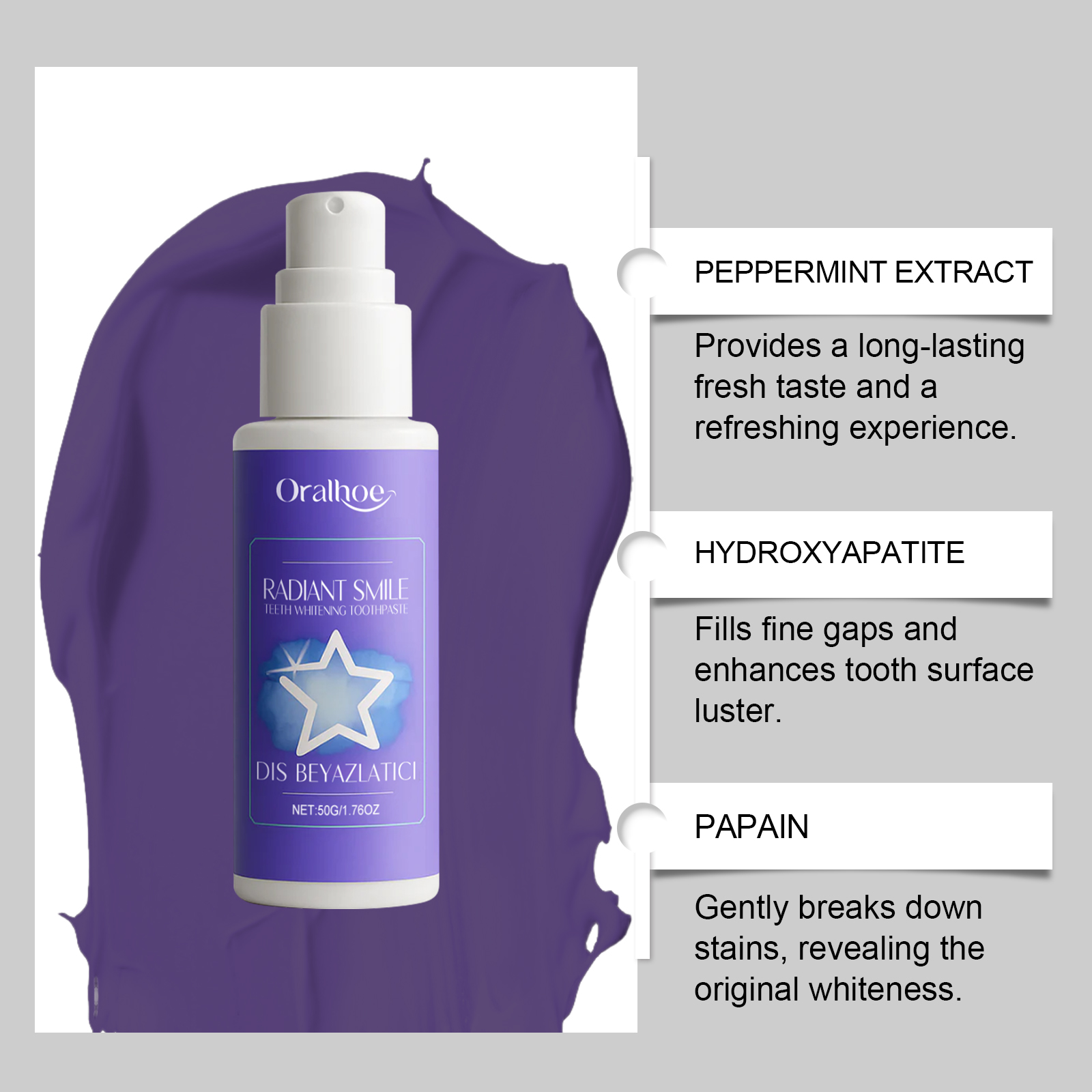 ORALHOE 50g Purple Teeth White - Teeth Whitening Or Bleaching ulasan dan harga